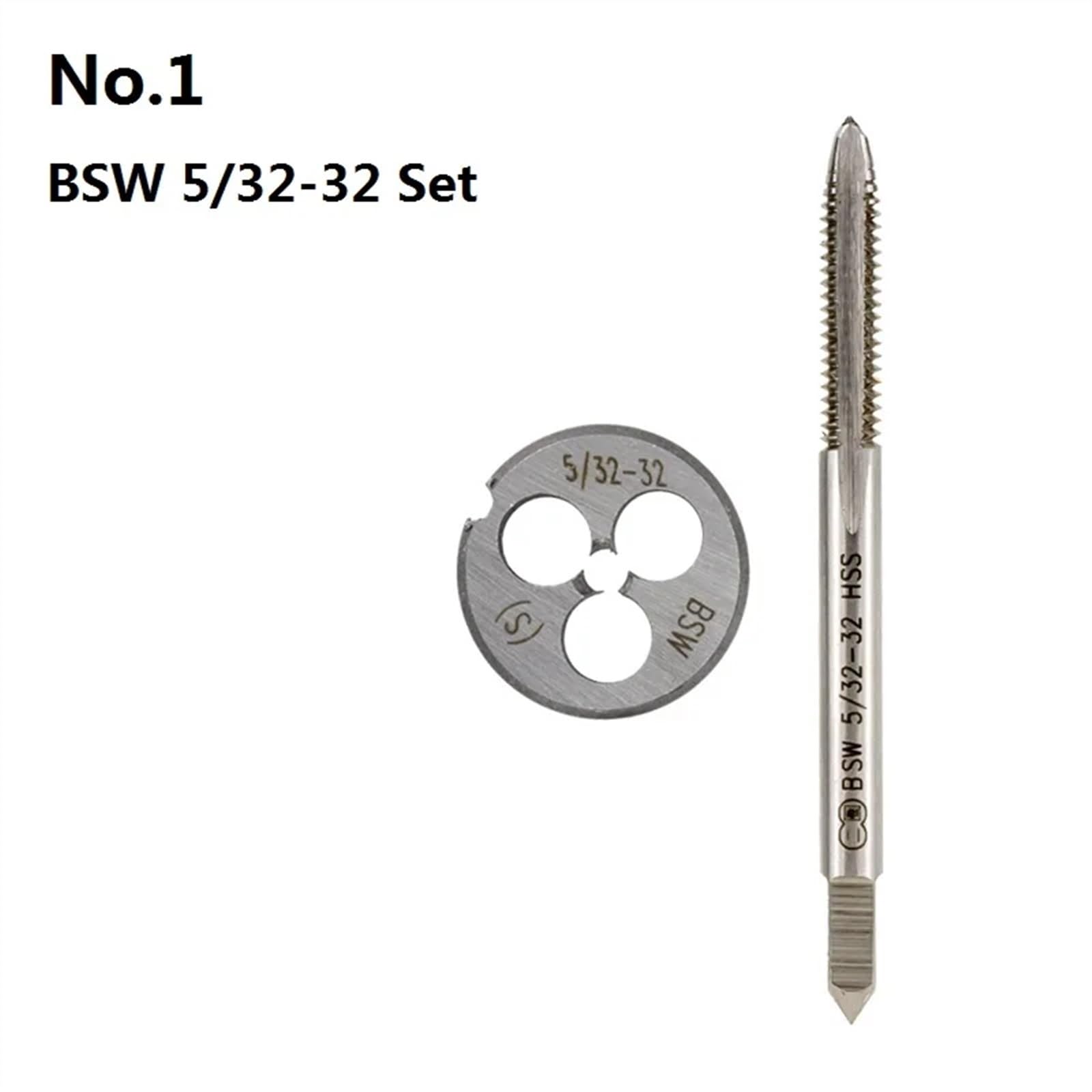 2 Pezzi di Maschi e filiere per Filettatura, Maschi per Trapano HSS, Maschi per Filettatura destrorsa BSW 5/32-32 3/16-24 5-16-18 1/4-20 1/2-12 5/8-11 (Colore: n. 1 5l32-32)