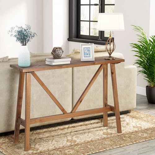 Wnutrees 43\" Farmhouse Solid Wood Console Tables, Rustic Hallway Table, Solid Firwood Sofa Table for Entryway, Living Room, Easy Assembly, Natural