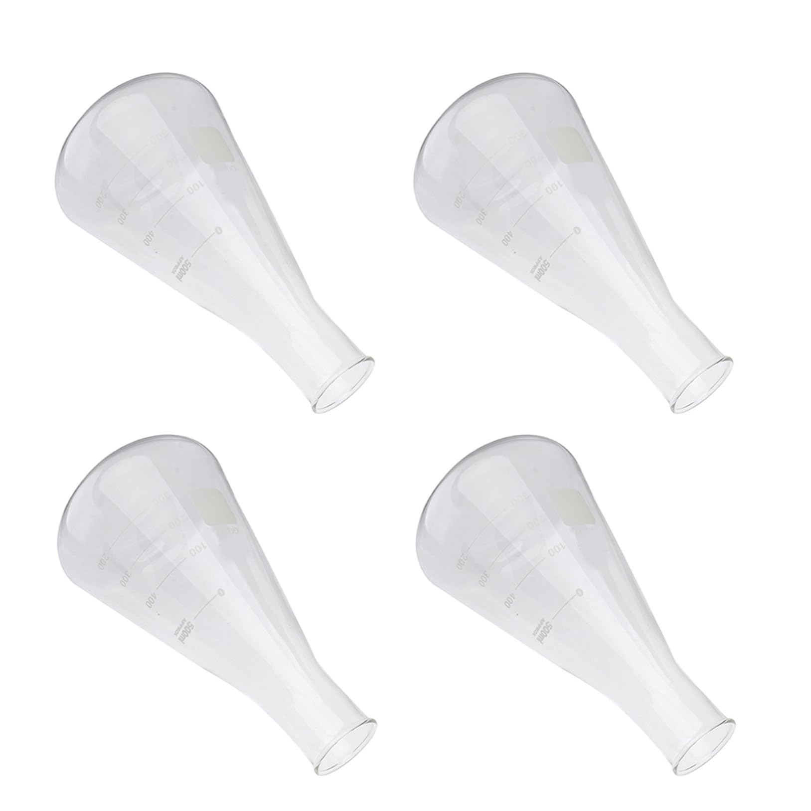 TOPBATHY Matraces Erlenmeyer Cónicos sin Olor Juego de 4 de Vidrio de Borosilicato Medición Precisa para Experimentos Escolares y Laboratorio