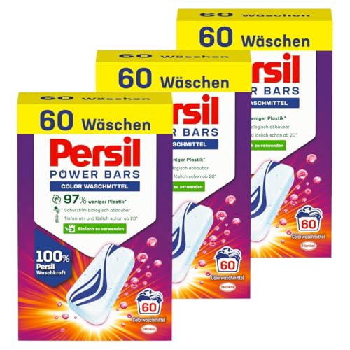 Persil Power Bars Color Waschmittel 180 Waschladungen vordosiertes Vollwaschmittel in nachhaltiger Verpackung für hygienisch reine Wäsche bereits ab 20 C