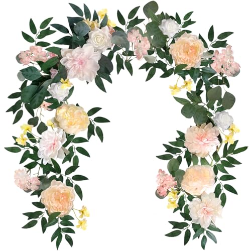 OrgMemory 造花 ガーランド ローズフラワーつる 180cm バラ 花藤 人工観葉植物 ウェディング装飾 お掛物 家の玄関 お店飾り 造花 インテリア 人工観葉植物 花束 フェイクグリーン