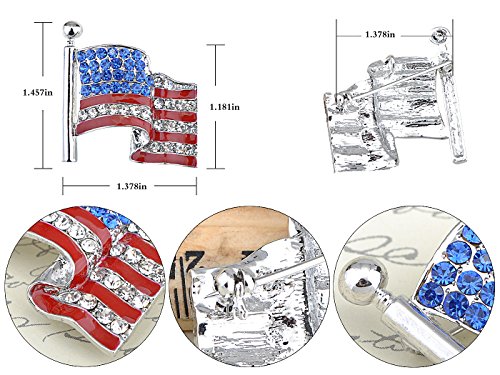 Image of Alilang American Flag USA Sparkly Crystal Rhinestone 4th of July Patriotic Pin Brooch