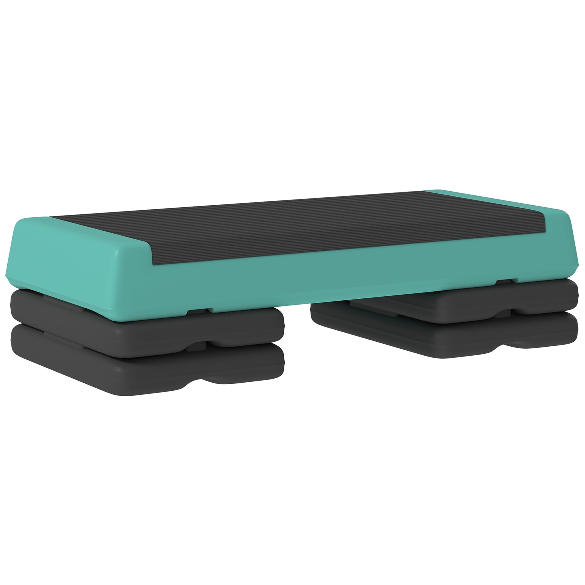 SPORTNOW Step de Aeróbic, Step para Fitness Antideslizante, Altura Regulable 3 Niveles de 10,5/15,5/20,5 cm, Carga 250 kg, para Ejercicio en Casa, Gimnasio, 77x36x20,5 cm