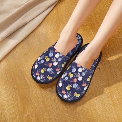 Colorful Jellyfish Print House Slippers For Women And Men,Soft Slippers With Memory Foam,Non-Slip Indoor Home Shoes4