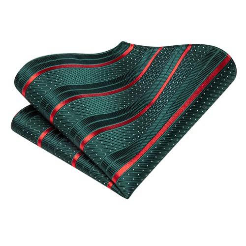 Image of Hi-Tie Silk Ties for Men Plaid Paisley Striped Necktie Pocket Square Cufflinks Set Formal Business