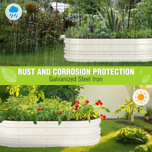 Image of WORKPRO 4x2x1ft Galvanized Raised Garden Bed Set | Rust & Corrosion Protection, Safe Edge, Easy Assembly Planter for Vegetables & Flowers, White