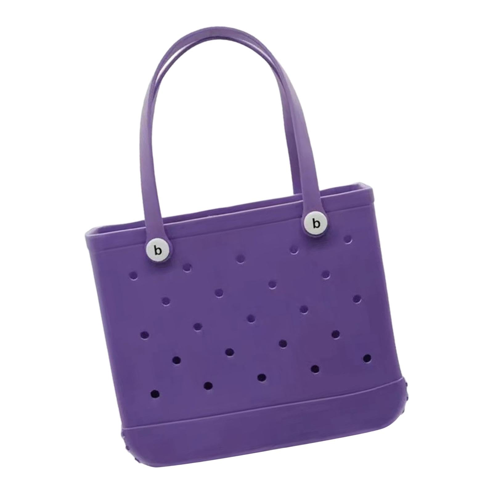 Hole Bag Washable Waterproof EVA Basket with Holes Open Tote Bag for Outdoor Purple-image-18