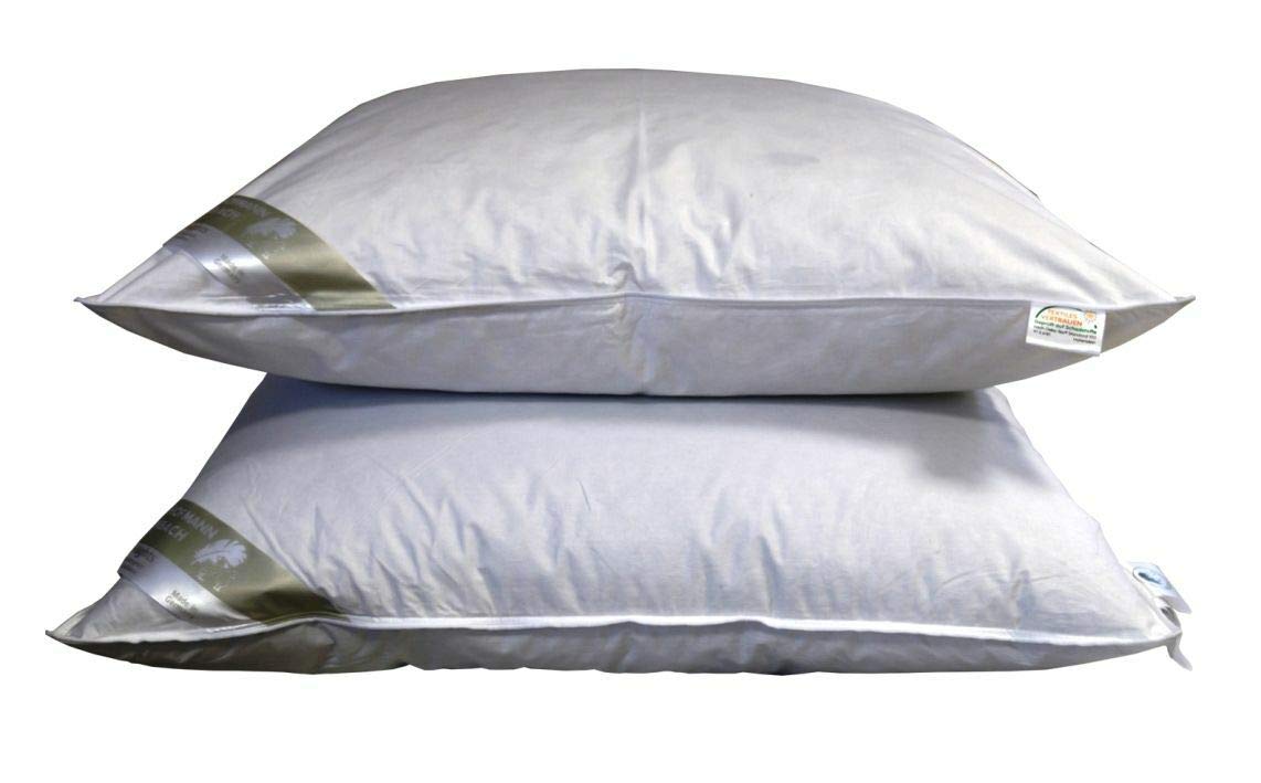 Betten Hofmann Daunen Kopfkissen 80x80 cm 600 g Füllung Daunenkissen 100% Neue Daunen, Naturprodukt, Wohlfühlkissen, waschbar