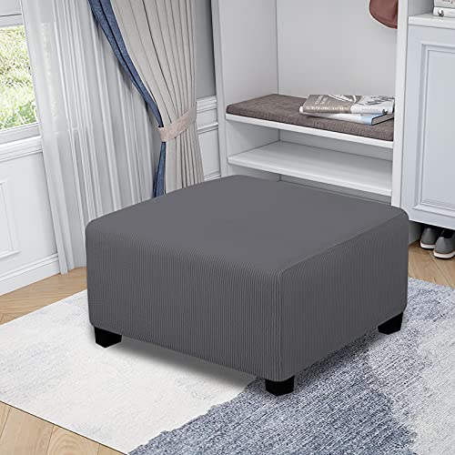 image for Easy-Going Stretch Square Ottoman Cover Folding Storage Stool Furnitur