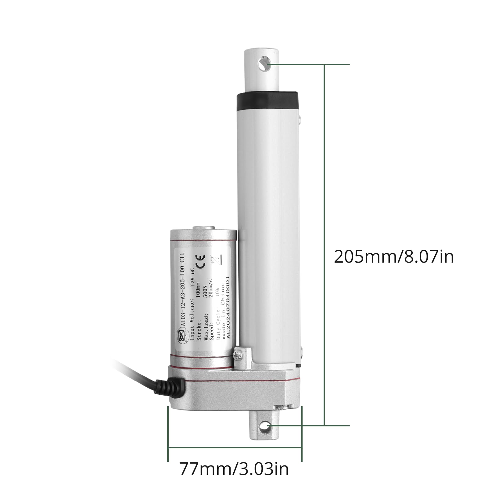 500N 100mm 20mm/s Actuador Lineal Motor DC 12V Motor Resistente Para Auto RV Abridor de Puerta Eléctrico Maquinaria Agrícola Industrial Ventana Embarcaciones