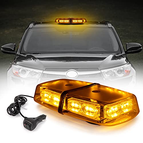 36LED Roof Top Strobe Lights, High Visibility Emergency Safety Warning LED Mini Strobe Light bar, Truck Car Vehicle Law Emergency Safety Flashing Strobe Light with Magnetic (Amber)
