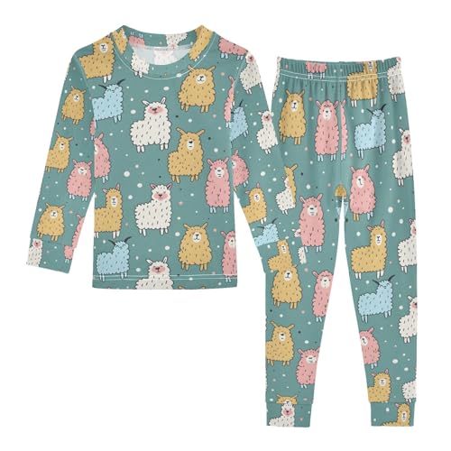 ALAZA Red Blue Ice Hockey Player Stylish Cartoon Pajamas Long Sleeve Sleepwear 2-Piece Pajama Set