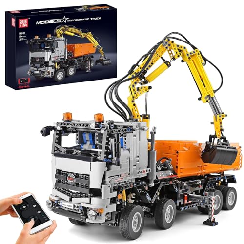 Mould King 19007 Technik Kran Pneumatischer LKW Bausteine, Engineering...