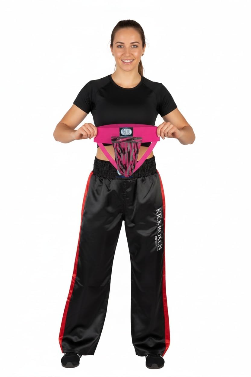 BAY Camouflage Damen Tiefschutz 3-Option Soft Frauen Kinder Lady pink rosa Magenta, XS S M L XL Tiefschützer Unterleibschutz Suspensorium Budo Kampfsport Kickboxen Muay Thai Thaiboxen TKD Taekwondo