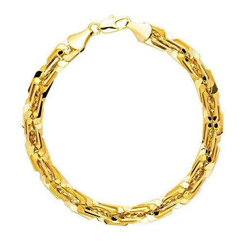 Shining Jewel 14K 8 inches Flat & Thick Gold Plated Imported Quality Box Link Bracelet for Men & Women (SJ_3182)