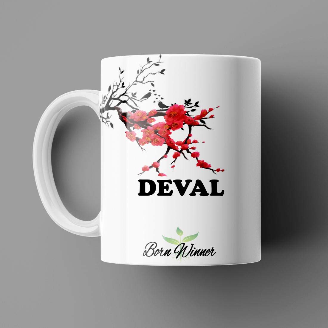 Name Printed Deval Name Mug for Coffee White Ceramic Mug (350) ml