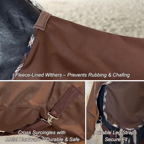 Image of BARN & STABLE 600D Ripstop Lightweight Horse Turnout Sheet No Fill,Water-Resistant & Breathable Horse Blanket for Spring and Mild Weather, with Anti-Rub Fleece Withers