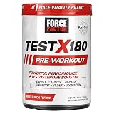 Force Factor Test X180 Pre-Workout Powder & Energy Supplement, Boost Focus & Endurance, Build Muscle & Strength, Nitric Oxide Supplement with Ashwagandaha & L-Citrulline, Fruit Punch, 30 Servings