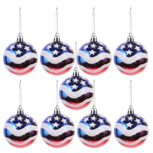 Warmhm 9St Ball mit amerikanischer Flagge Anhänger zum Aufhängen von...