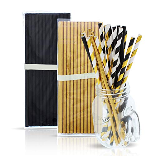 Pitillos biodegradables de papel dorado y blanco x125 miniatura 2