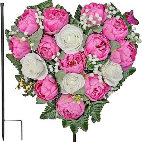 SUHOOKOO Cemetery Wreaths for Grave Decoration Headstone Wreath with Gravestone Flower