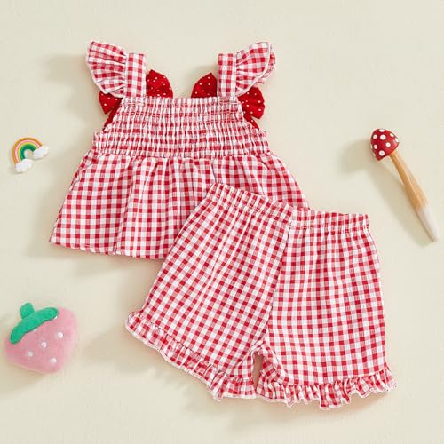 Image of Little Toddler Kids Girl Clothes Set 1-8 Years Summer Outfits Solid Color Tank Tops & Shorts
