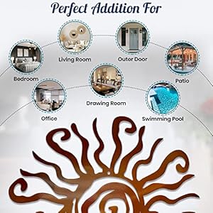 Wacky Sun Metal Wall Art IndoorOutdoor Decor 12 Copper Rust Proof Wall Sculpture Made in USA Ideal for Bedroom Garden Home Patio and Farmhouse