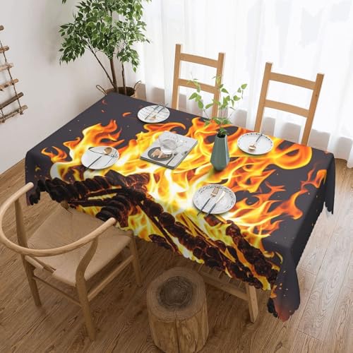 PAQOLSMCKR Mantel rectangular de 137 x 182 cm, mantel de llama rugiente, impermeable, a prueba de derrames, sin arrugas, mantel decorativo para cocina y camping