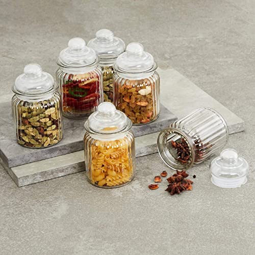 Image of S.K. SALES 350ml Glass Storage Jar Set of 3 | Round Transparent Airtight Containers with Lids | Multipurpose Kitchen Storage Jars for Spices, Snacks, Dry Fruits & Food Items