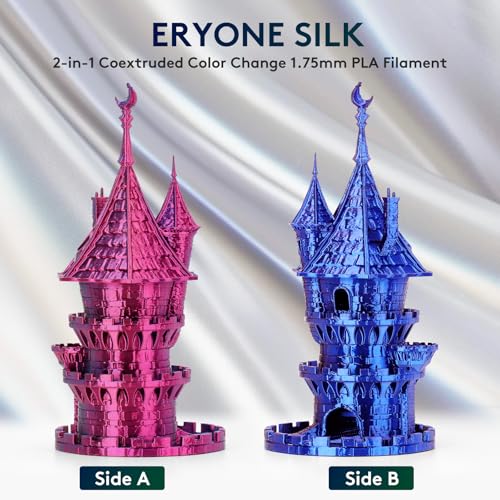 Image of ERYONE Silk Dual Color PLA Filament 3D Printer 1.75mm + /- 0.03mm, Bicolor Filament Two Tone PLA Bundle 2KG Cardboard Spool, Blue Red