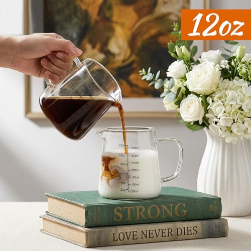 2 pack vasos medidores de vidrio 12 oz para café miniatura 2
