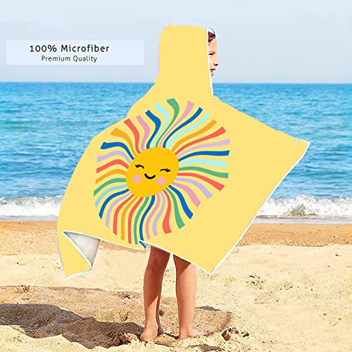 Kids-Sun-Hooded-Beach-Towel-Cute-Smiling-Face-Sun-Printed-Large-Microfiber-Beach-Bath-Towel-with-Hood-for-Girls-50x30-Soft-Absorbent-Quick-Dry-Beach-Swim-Pool-Towel-for-Toddler-Sun