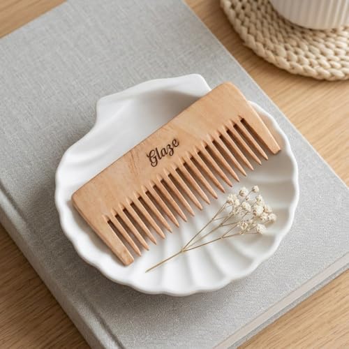 Image of Glaze Wooden Hair Shampoo Comb, Wide Tooth, Natural Wood, for Detangling Long Hair