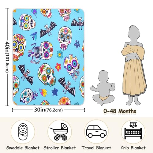 Burbuja Cute Skull Skeletons Baby Blanket for Boys Girls, Nursery Soft Warm Swaddling Receiving Baby Blankets, 30x40 in Toddler Blanket3