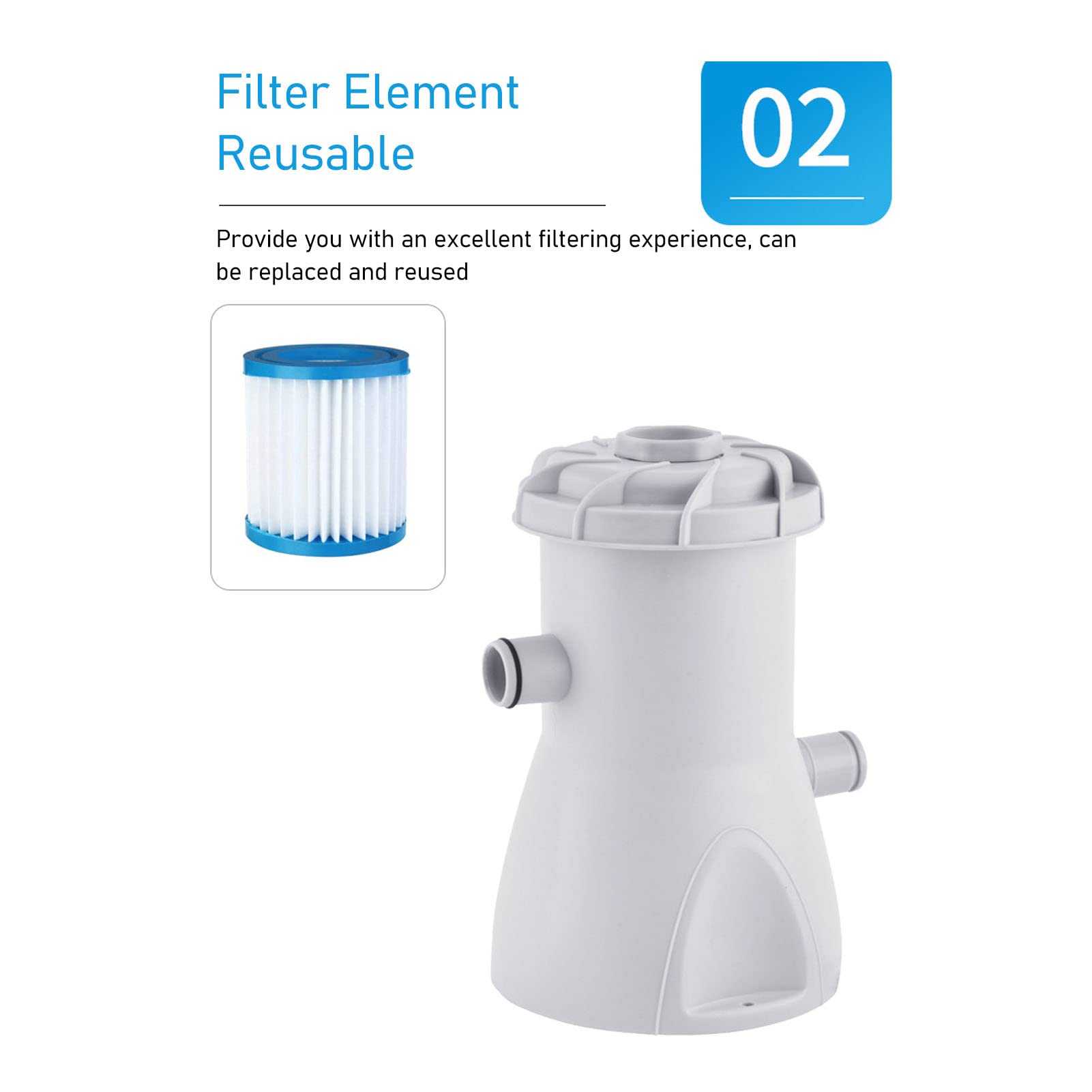 Pompa Filtro per Piscina Design a configurazione Rapida per Piscine gonfiabili e con Cornice, Mantiene l'acqua limpida, Pompa Filtro a Cartuccia per Piscina con