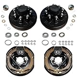 Trailer Supplies 7,000 lb Brake & Drum Kit – 12'x2' Self-Adjusting Electric Brakes (1 Pair) + 8 on 6.5' Drums with 9/16' Studs, Pre-Greased Bearings, Dust Caps & Full Hardware, Black Coated