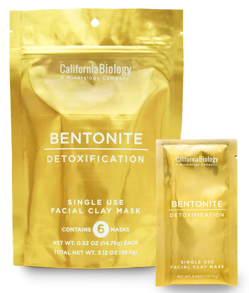 California Biology Calcium Bentonite Clay | Indian Healing Clay for Face & Body | Deep Pore Cleansing & Detox Face Mask | Skincare, Beauty, & Acne Treatment for Face | Natural Skin Care Mask | 6 Count