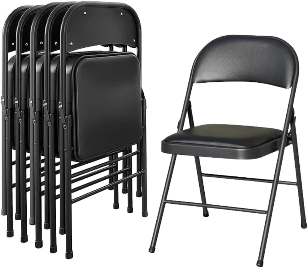GrecoShop Set 6 Sedie Pieghevoli Salvaspazio con Imbottitura, Struttura in Metallo Robusta, Sedie per Ufficio Casa e Esterno, Portata 140 kg, Compatte e Resistenti