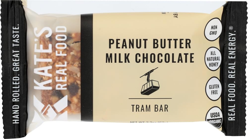 KATES REAL FOOD Organic Peanut Butter Milk Chocolate Tram Bar 12 Count, 2.2 OZ