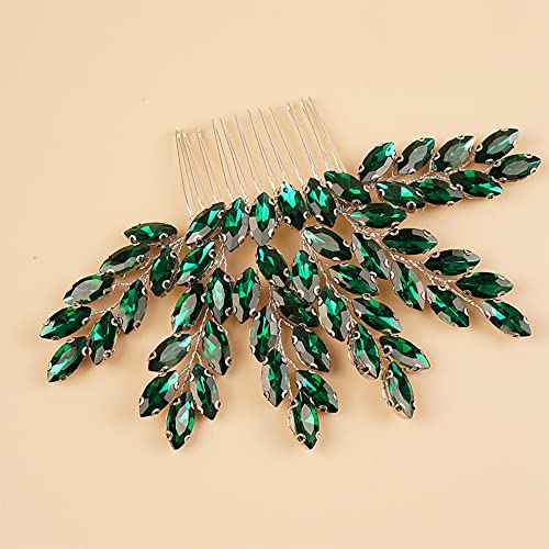 Peine para cabello con cristales verde vintage miniatura 5