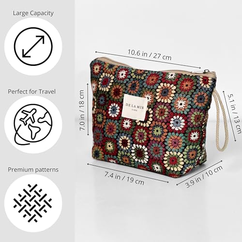 Large Floral Travel Makeup Bag for Women – Spacious Cosmetic & Toiletry Organizer – Durable Travel Size Skincare Pouch – Travel Essentials for Women – Made in Barcelona, Spain2