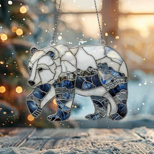 Image of Polar Bear Acrylic Ornament Gift for Bear Lovers Christmas Hanging Decor