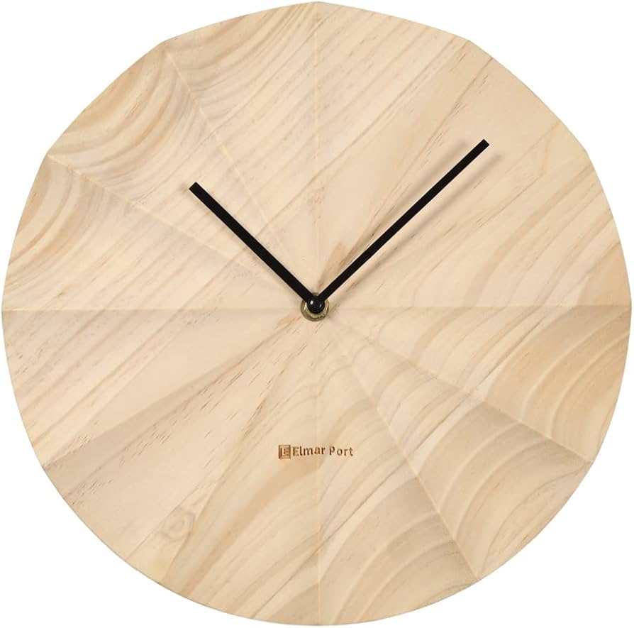 Amazon.co.jp: Elmar Port 木製 壁掛け時計 掛け時計 (数字なし
