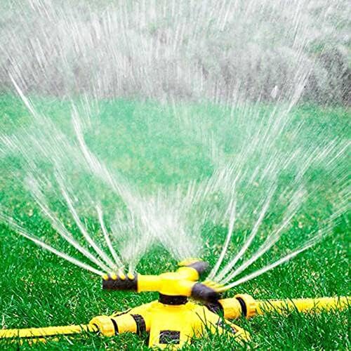 Sprinklers for Yard, Garden Sprinkler, Adjustable 360 Automatic Degree Rotation Lawn Sprinkler, Large Area Coverage, Multipurpose Yard Sprinklers for Plant Irrigation, 3 Arm Nozzle ##