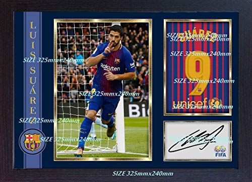 Luis Suarez Barcelona soccer autograph signed poster photo print FRAMED (13 in x 10 in approx)