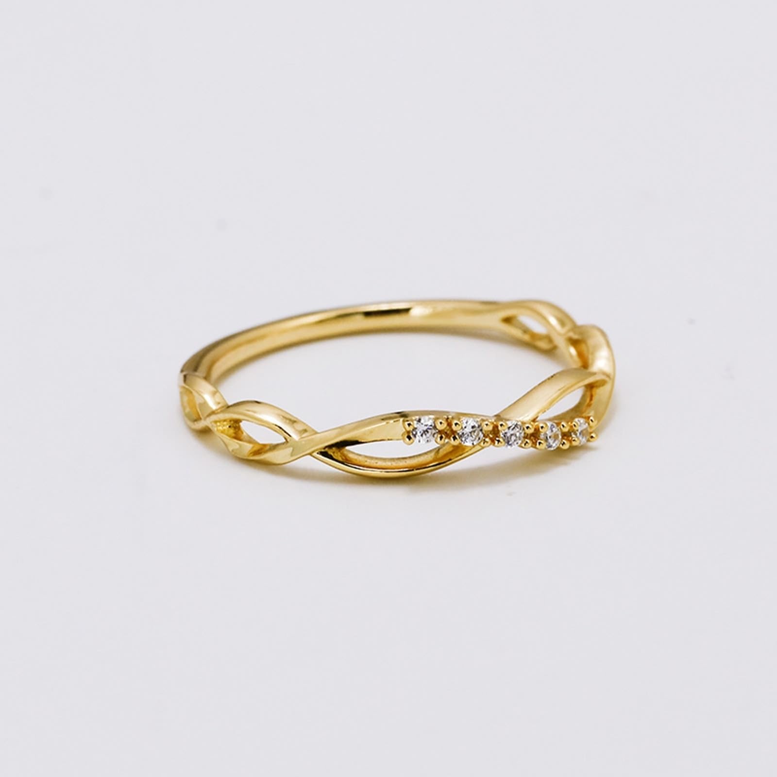 Anillos de amistad de oro amarillo de 9 K/14 K/18 K con diamante, cruz hueca