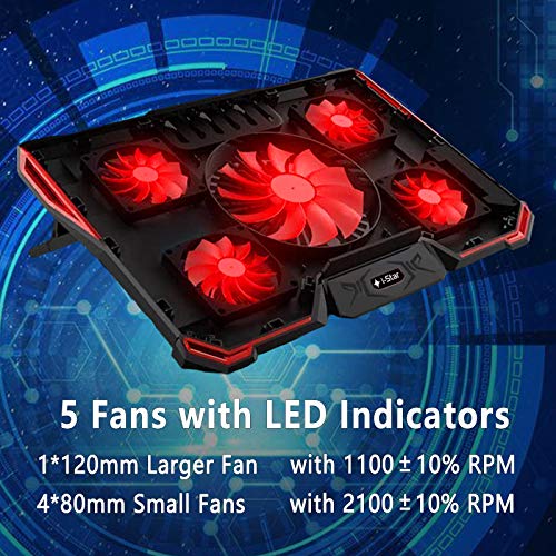 i-Star-Laptop-Cooling-Pad-with-2-USB-Ports-Adjustable-Height-and-LED-Fans-with-Speed-Control-Gaming-Laptop-Cooling-Pad-Cooling-Fan-for-Laptop-Laptop-Cooler-Pad-Computer-Cooling-Fan