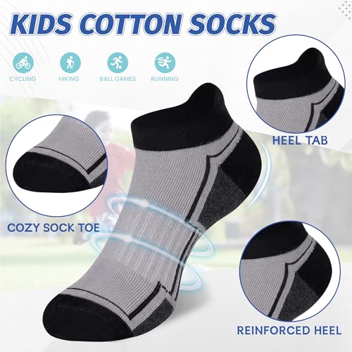 Image of SeeyAN Kids Socks Boys Ankle Athletic Half Cushioned Low Cut Sport Cotton Breathable Socks 6 Pairs
