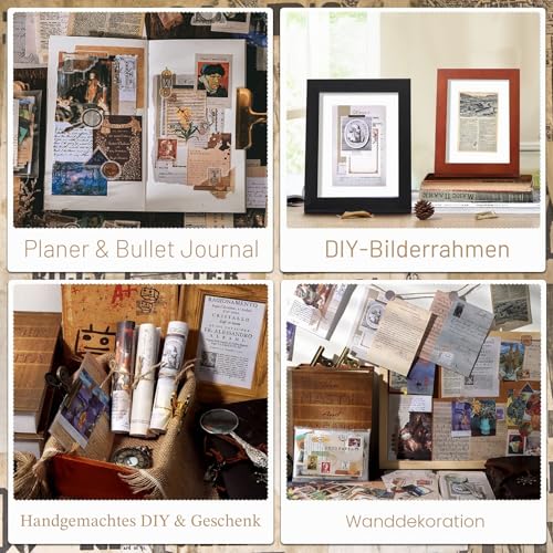Draupnir 200 Stück Vintage Scrapbooking Papier Washi Sticker Aesthetic Set Aufkleber Kunst Ölgemälde Thematisch Scrapbook Zubehör für Kalender Notizbuch Tagebuch - Kunst
