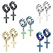 Produktbild 5 Paare Set Titan Edelstahl Kreuz Ohrringe Herren Damen Mädchen, Ohrringe Herren Kreuz, Kreuz Ohrringe Creolen Ohrhänger, Männer Clip Ohrringe Fake Ohrclip Hängend Ohne Loch Silber Schwarz Gold 14MM